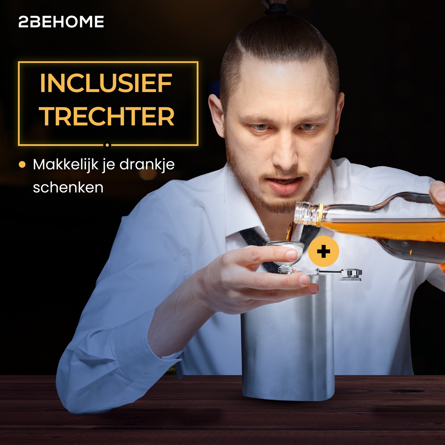 2BEHOME® Heupfles met luxe opbergdoos inclusief 2 shotglazen en Trechter - RVS - Veldfles - Heupflacon - Zilver