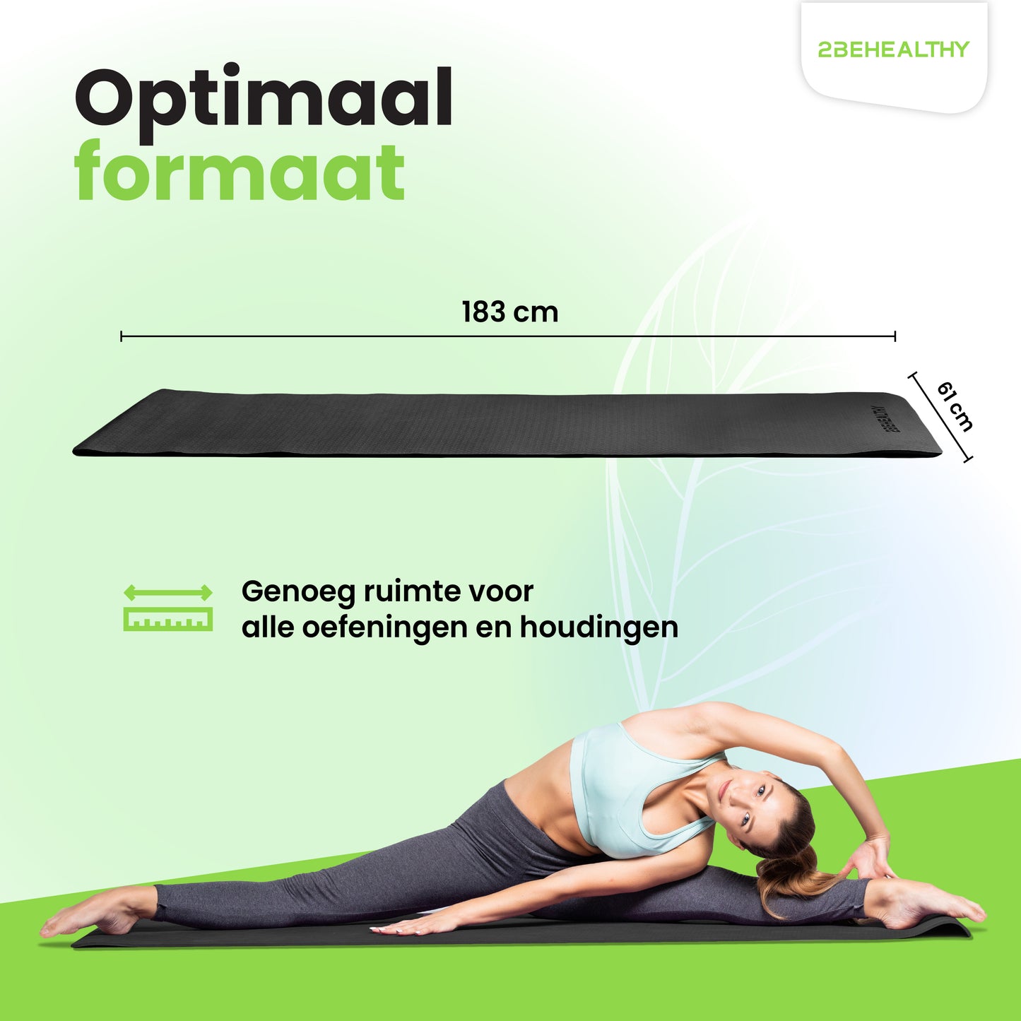2BEHEALTHY® Yoga Mat Extra dik - 0,8 cm - Antislip - Sportmat