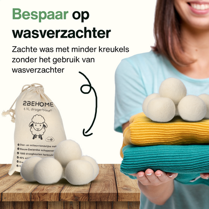 2BEHOME® 6XL Drogerballen Voor Wasdrogers - Wasdrogerballen - Wit