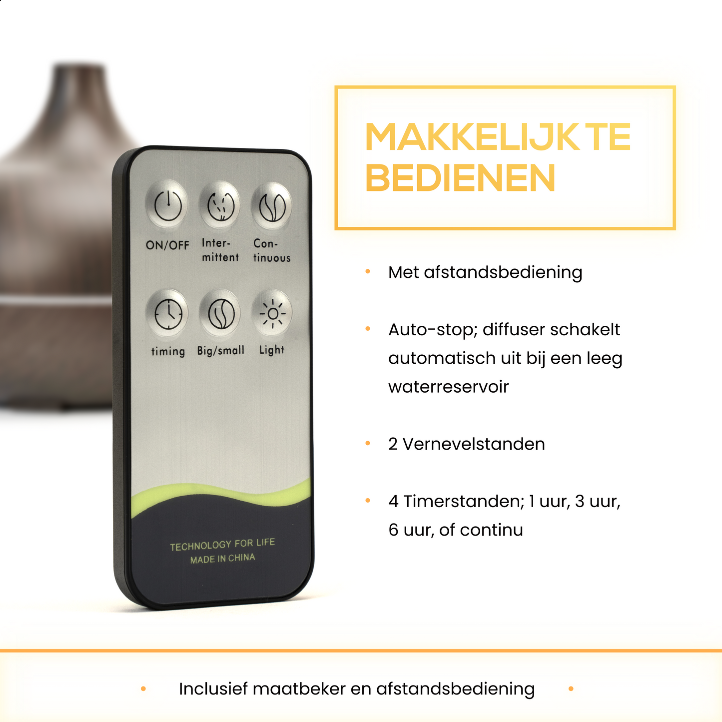 2BEHOME® Aroma Diffuser 550ML met Afstandsbediening - Incl. 2 Etherische Oliën - Donkere houtlook