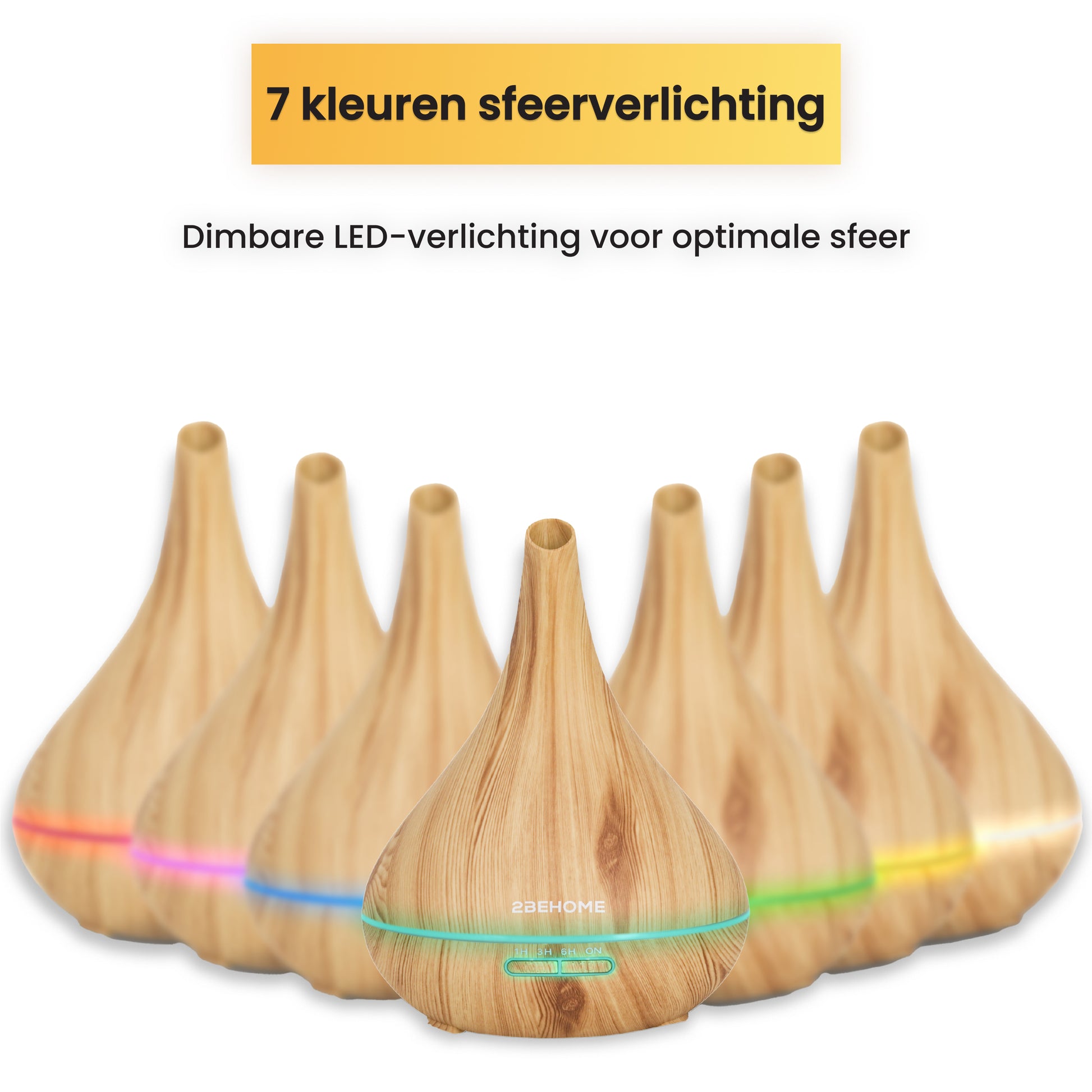 Aroma diffuser en luchtbevochtiger met zeven kleuren LED-sfeerlicht