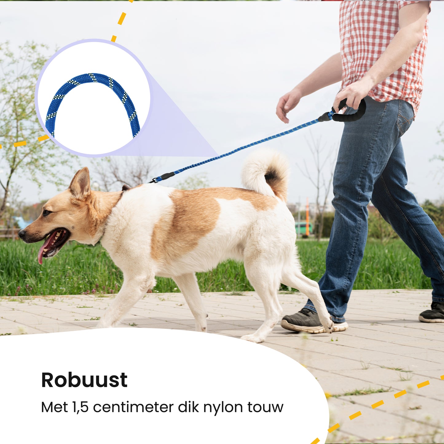 All 4 Pets Supply Reflecterende Hondenriem - 3 meter - Blauw - Hondenleiband / Hondenlijn