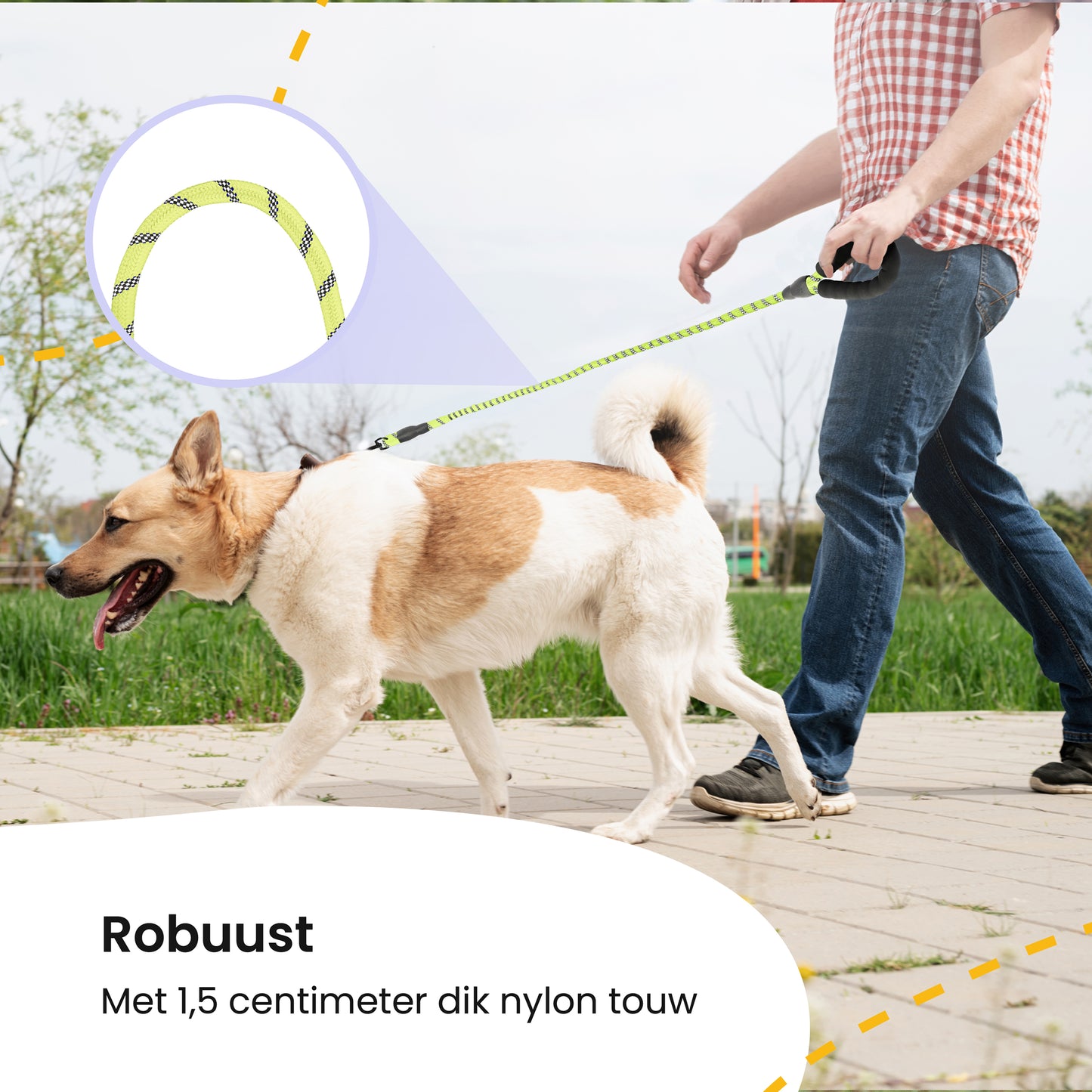 All 4 Pets Supply Reflecterende Hondenriem - 3 meter - Geel - Hondenleiband / Hondenlijn