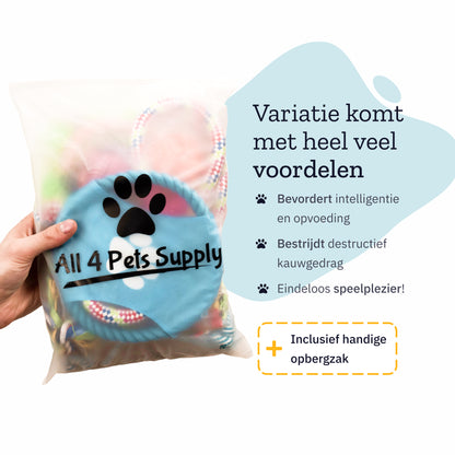 All 4 Pets Supply® Honden Speelgoed - Geschikt voor Puppy's tot Middelgrote Honden - 12 stuks