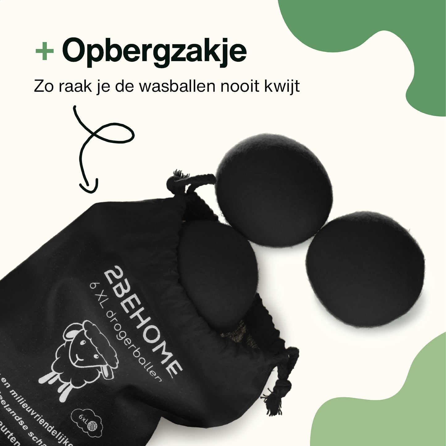 2BEHOME® 6XL Drogerballen Voor Wasdrogers - Wasdrogerballen - Zwart