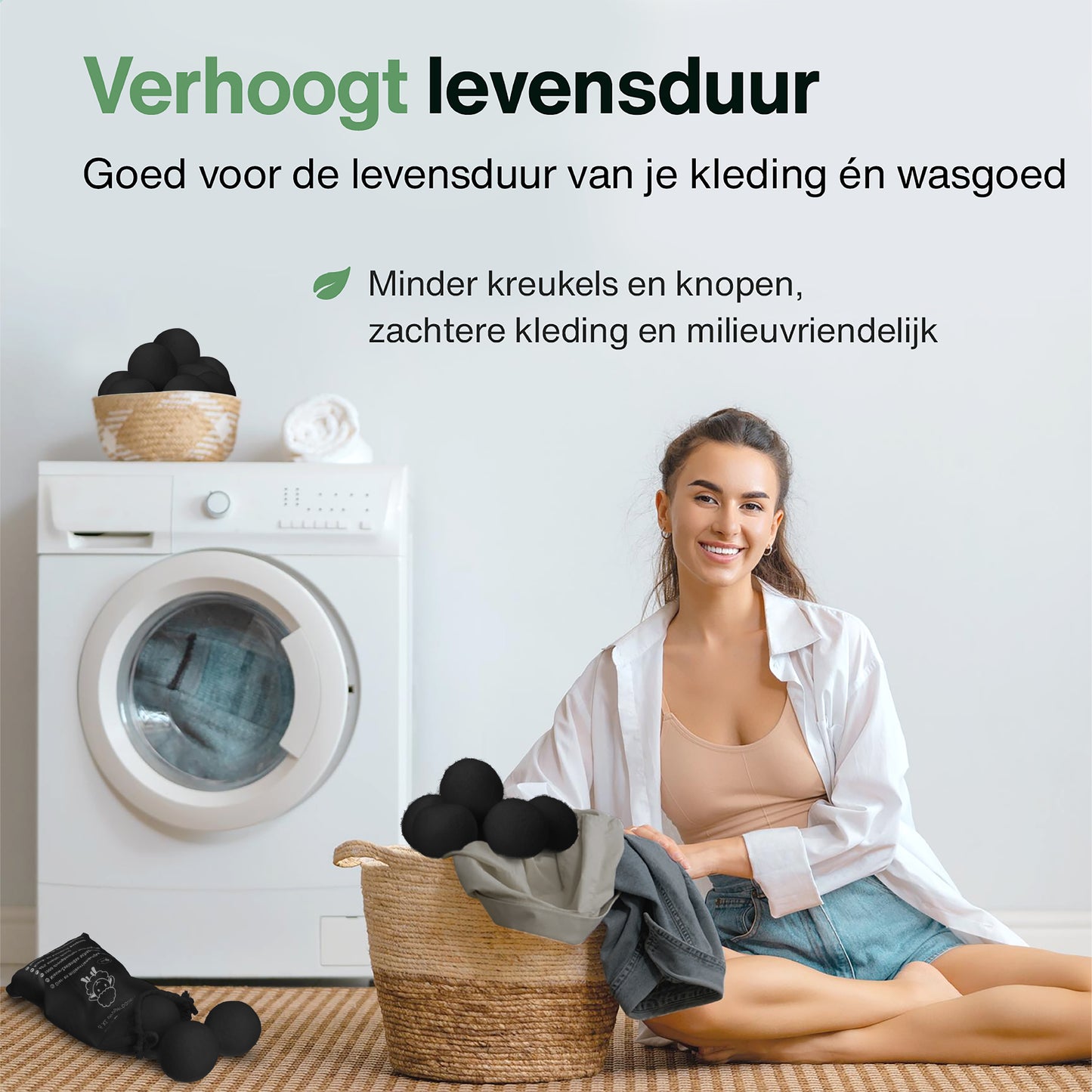 2BEHOME® 6XL Drogerballen Voor Wasdrogers - Wasdrogerballen - Zwart