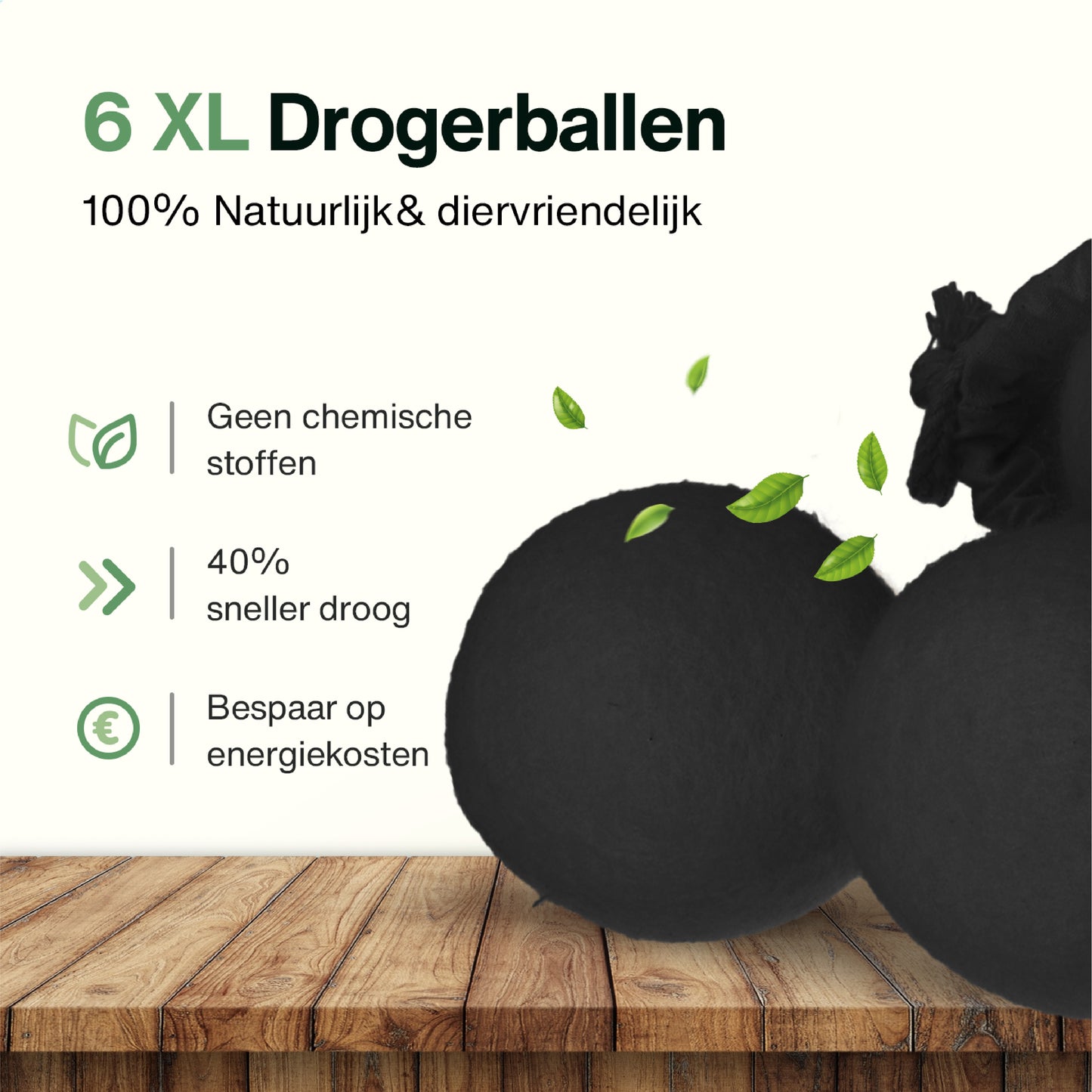 2BEHOME® 6XL Drogerballen Voor Wasdrogers - Wasdrogerballen - Zwart