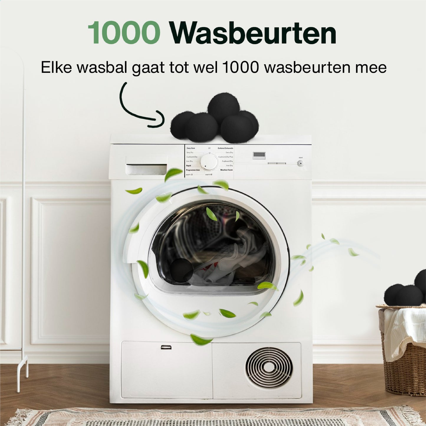 2BEHOME® 6XL Drogerballen Voor Wasdrogers - Wasdrogerballen - Zwart