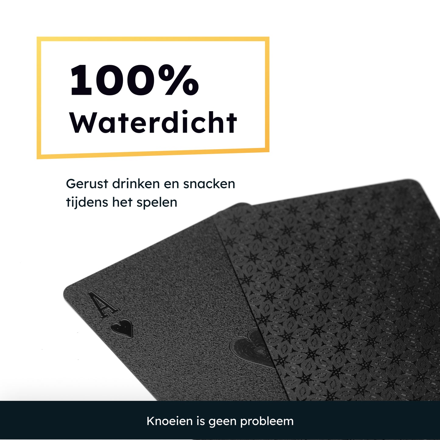 2BEFUN® Luxe Waterdichte Speelkaarten - Kaarten - Pokerkaarten - Zwart