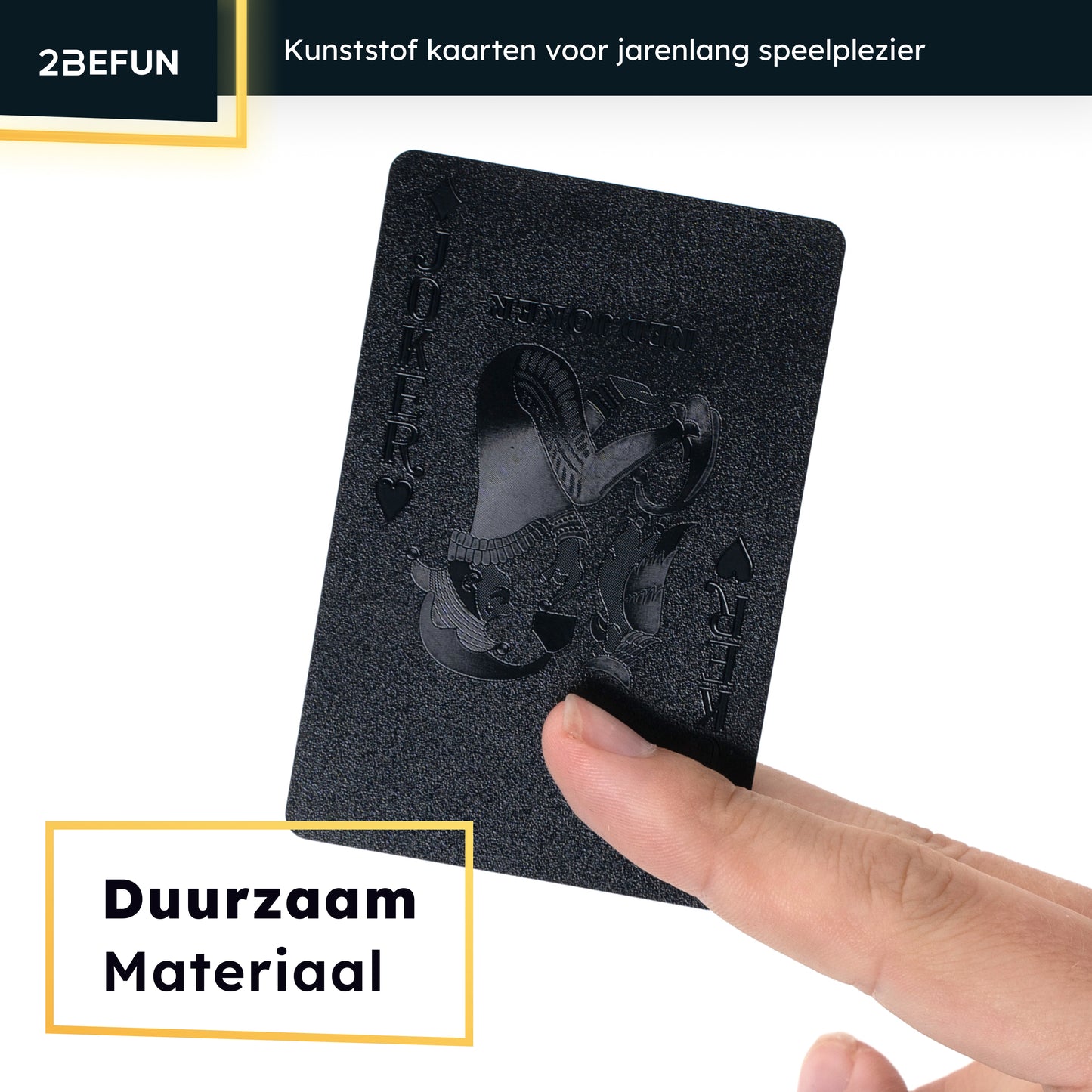 2BEFUN® Luxe Waterdichte Speelkaarten - Kaarten - Pokerkaarten - Zwart