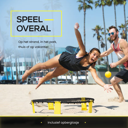 2BEHOME® Roundnet set met LED-Strip - Ook voor Spikeball & Roundball - Geel