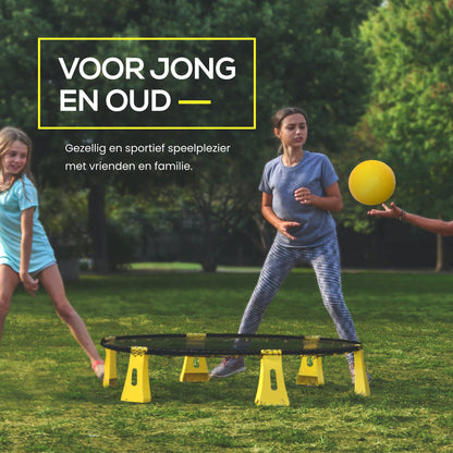 2BEHOME® Roundnet set met LED-Strip - Ook voor Spikeball & Roundball - Geel