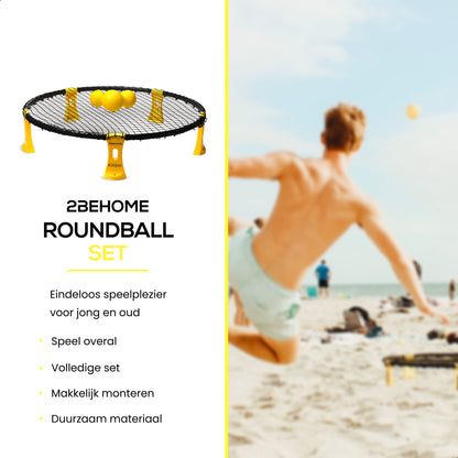 2BEHOME® Roundnet set met LED-Strip - Ook voor Spikeball & Roundball - Geel