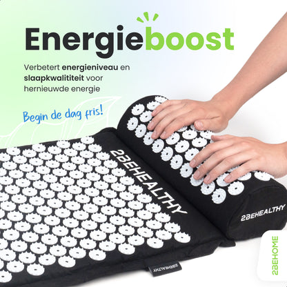 2BEHEALTHY® Stevige Spijkermat met Kussen en Triggerpoint Bal - 70 x 41 cm - Shakti Mat - Acupressuur mat