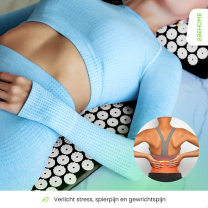 2BEHEALTHY® Stevige Spijkermat met Kussen en Triggerpoint Bal - 70 x 41 cm - Shakti Mat - Acupressuur mat