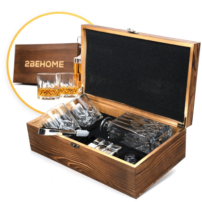 2BEHOME® Whiskey set met decanteer karaf - incl. 2 whiskey glazen en 6 whiskey stones en luxe geschenkdoos