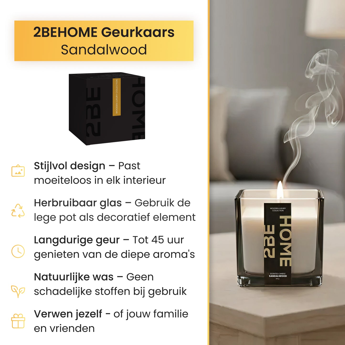 Opsomming van details over de geurkaars