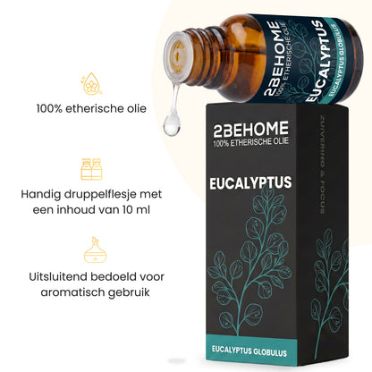 2BEHOME Etherische Olie Eucalyptus - 10 ML - 1 Stuk - Essentiële olie voor Aromatherapie