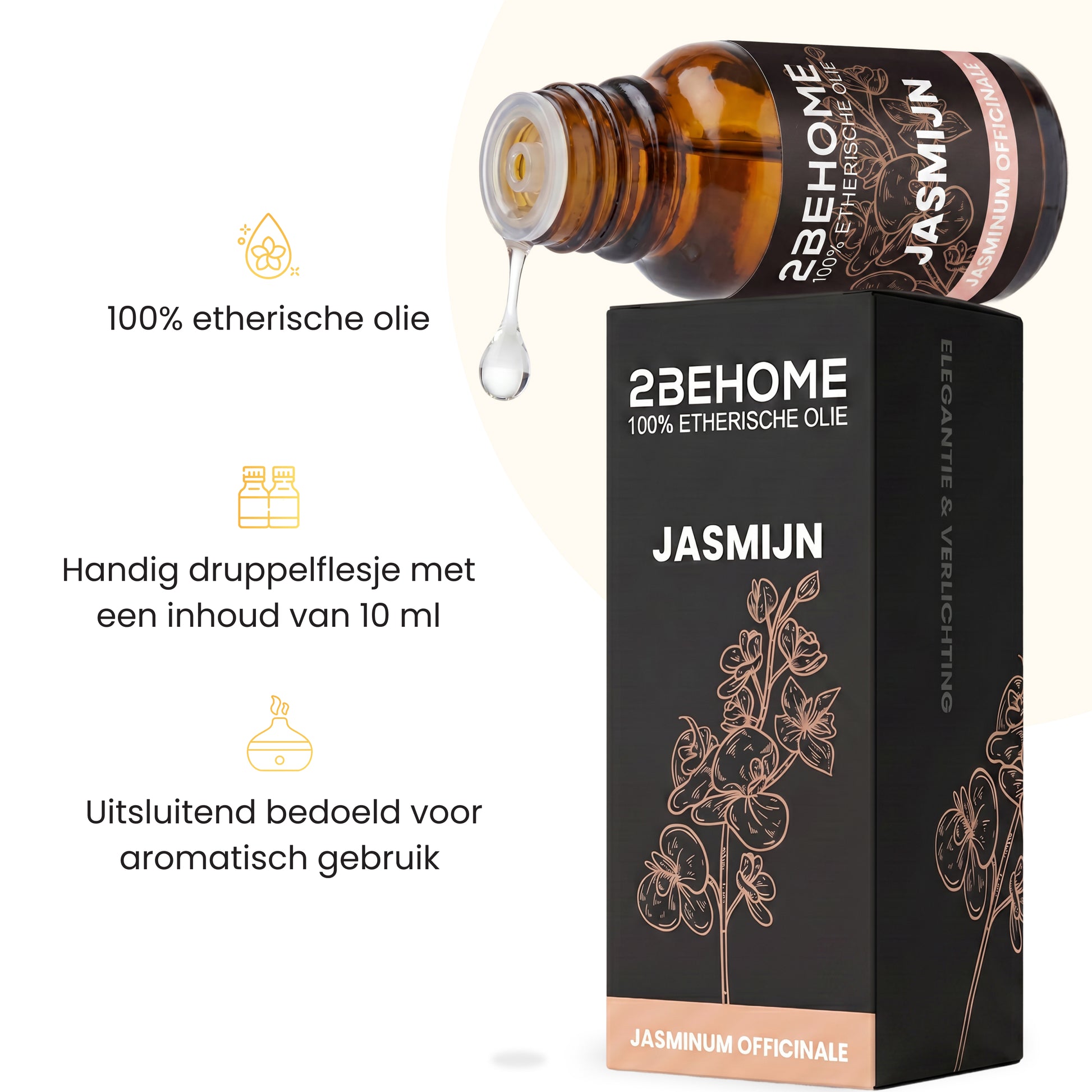 2BEHOME Etherische Olie Jasmijn - 10 ML - 1 Stuk - Essentiële olie voor Aromatherapie