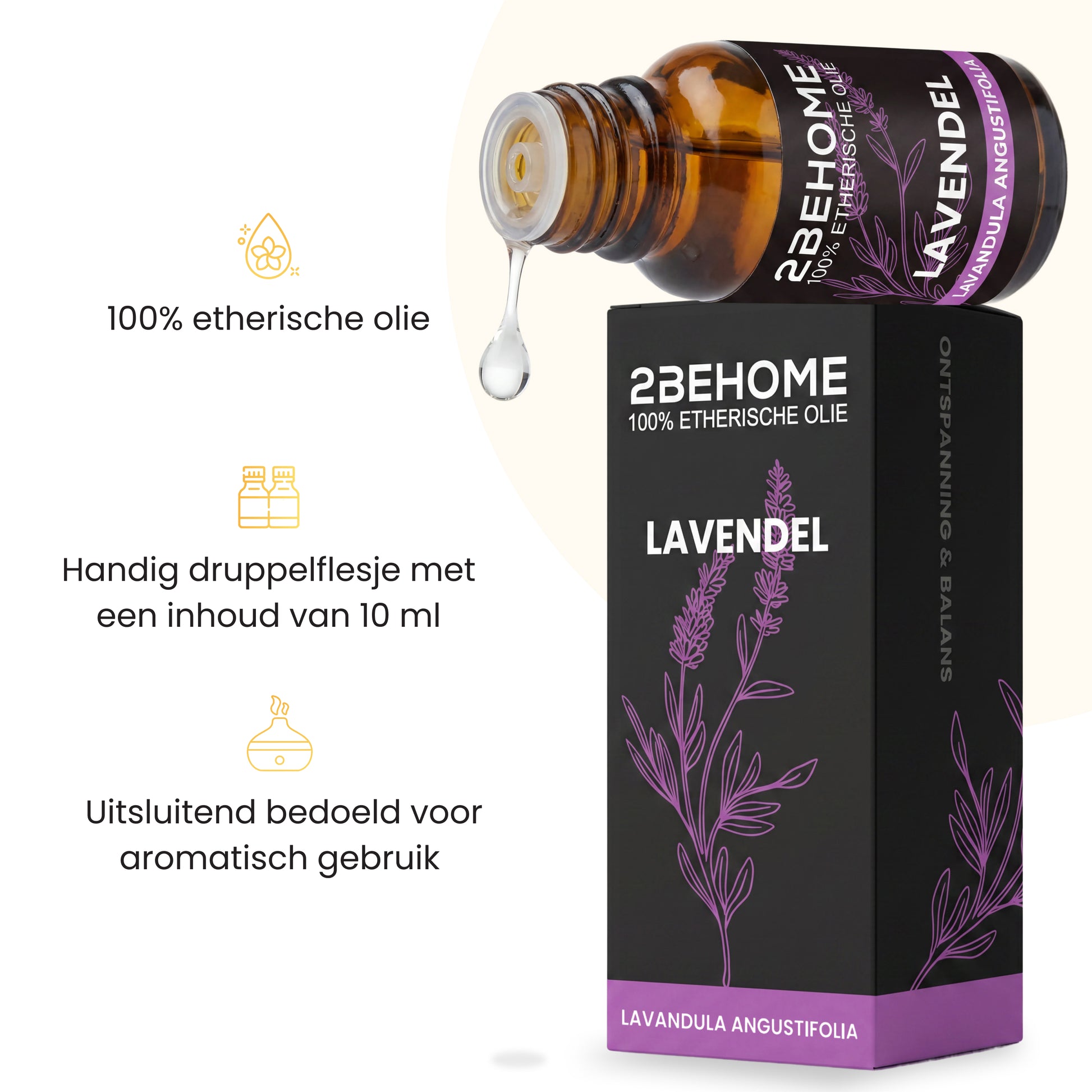 2BEHOME Etherische Olie Lavendel - 10 ML - 1 Stuk - Essentiële olie voor Aromatherapie