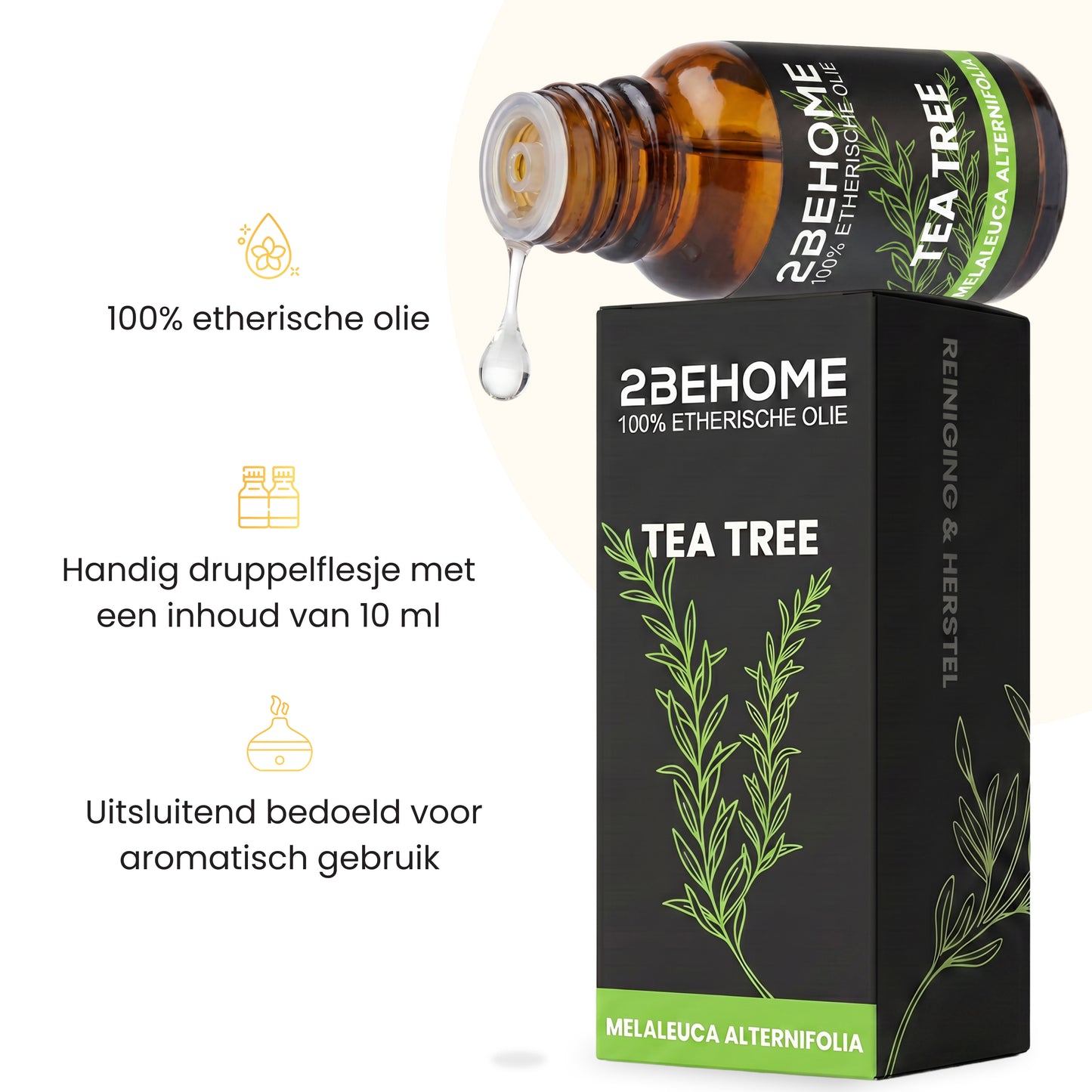 2BEHOME Etherische Olie Tea Tree - 10 ML - 1 Stuk - Essentiële olie voor Aromatherapie