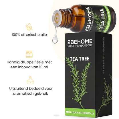 2BEHOME Etherische Olie Tea Tree - 10 ML - 1 Stuk - Essentiële olie voor Aromatherapie