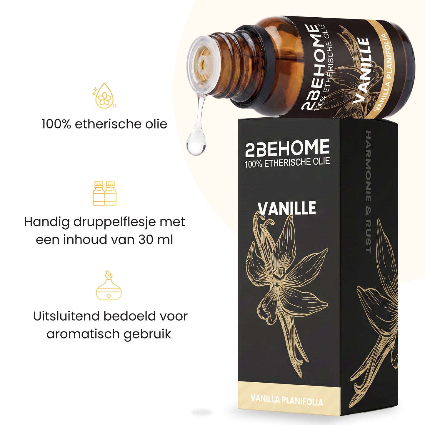 2BEHOME Etherische Olie Vanille - 30 ML - 1 Stuk - Essentiële olie voor Aromatherapie