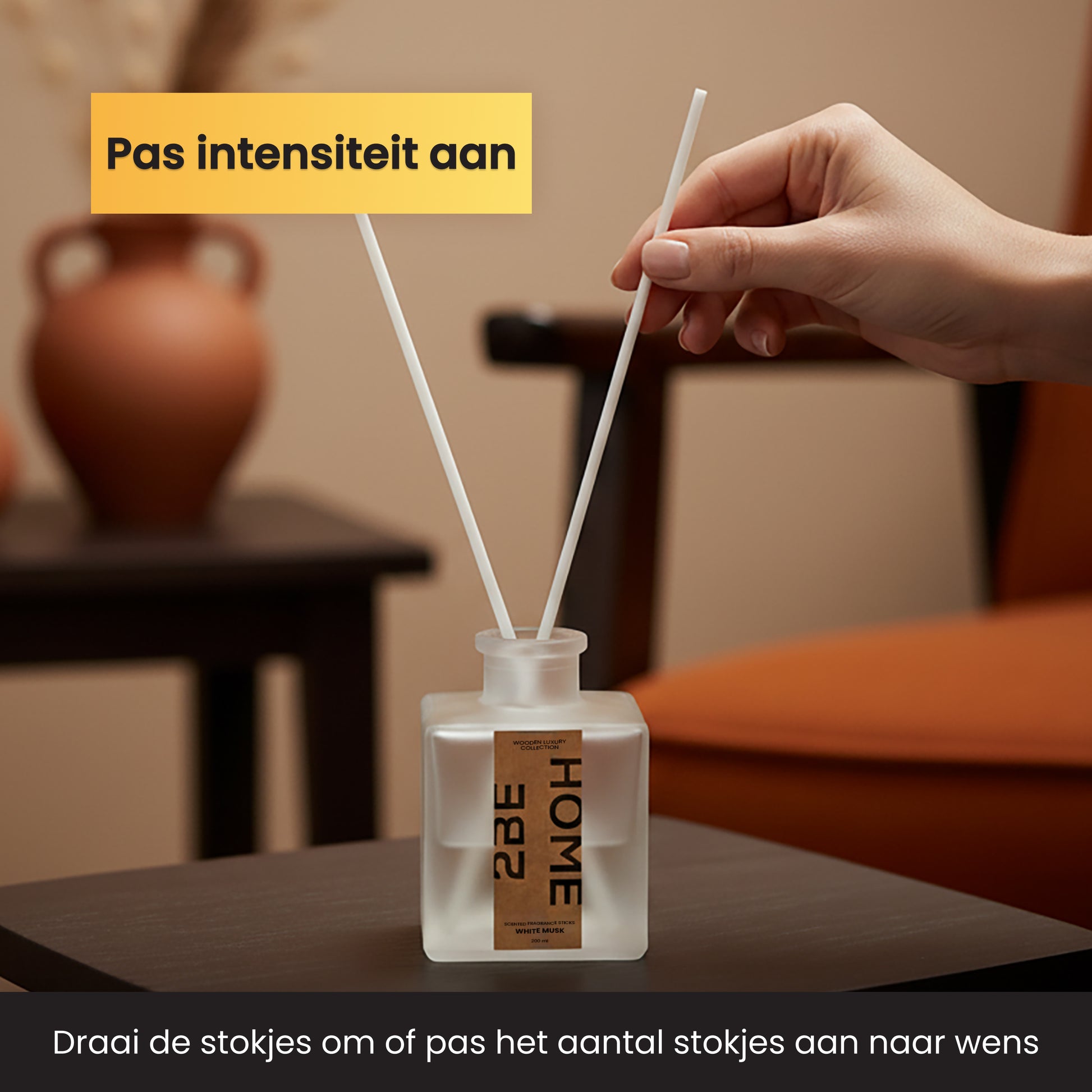 geurstokje die naar wens kan worden aangepast met meer of minder stokjes