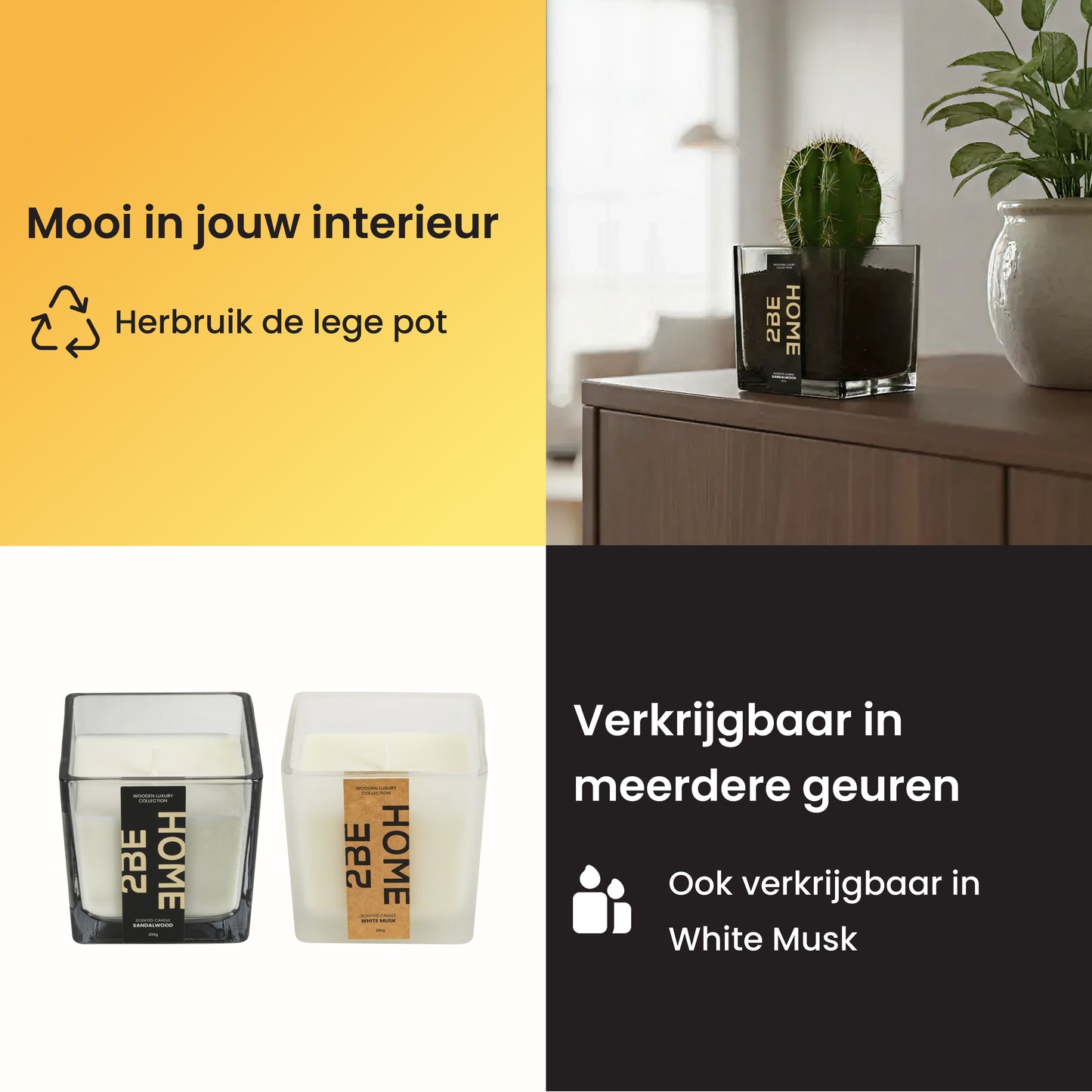 geurkaars kopen kan ook in white musk geur. Daarnaast is de pot ook herbruikbaar om bijv. een plantje in te stoppen.