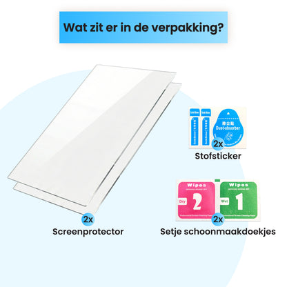 Nintendo Switch 2 screenprotector set met schoonmaakdoekjes en stofstickers