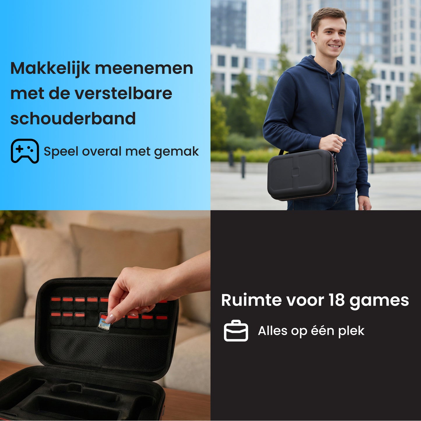 Nintendo Switch OLED groot hoesje met schouderband en screenprotector inbegrepen