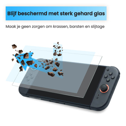 Nintendo Switch 2 screenprotector gehard glas bescherming tegen krassen