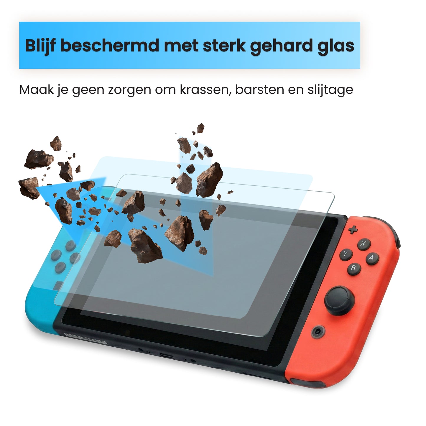 Switch OLED screenprotector van gehard glas beschermt scherm tegen krassen en schade