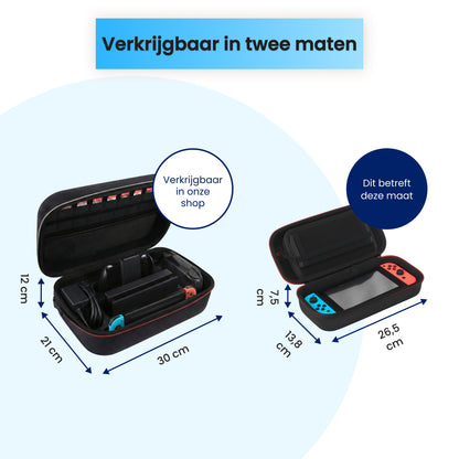 Nintendo Switch case verkrijgbaar in twee maten met opbergvak voor accessoires en games, stevige Switch hoes met compacte en grote uitvoering